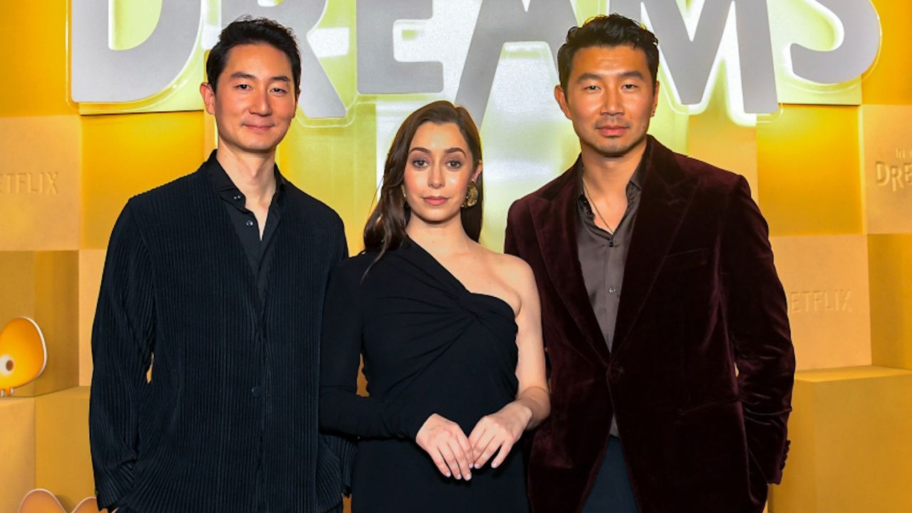 (L to R) Alex Woo, Cristin Milioti, and Simu Liu attend Netflix's 'In Your Dreams' premiere on October 28, 2025 in Los Angeles, California. Photo by Charley Gallay/Getty Images for Netflix.